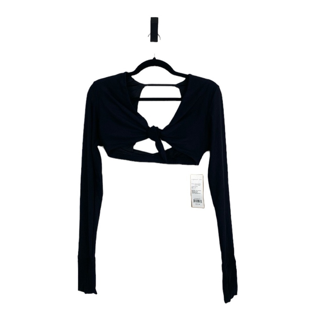Niyama Sol black tie front long sleeve bra crop top